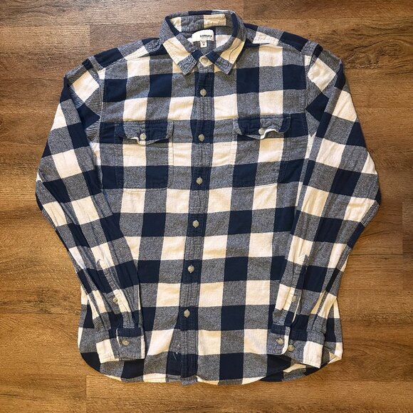 Sonoma Casual Button Down Mens Medium Blue Plaid Preppy Flannel Shirt - Picture 1 of 5